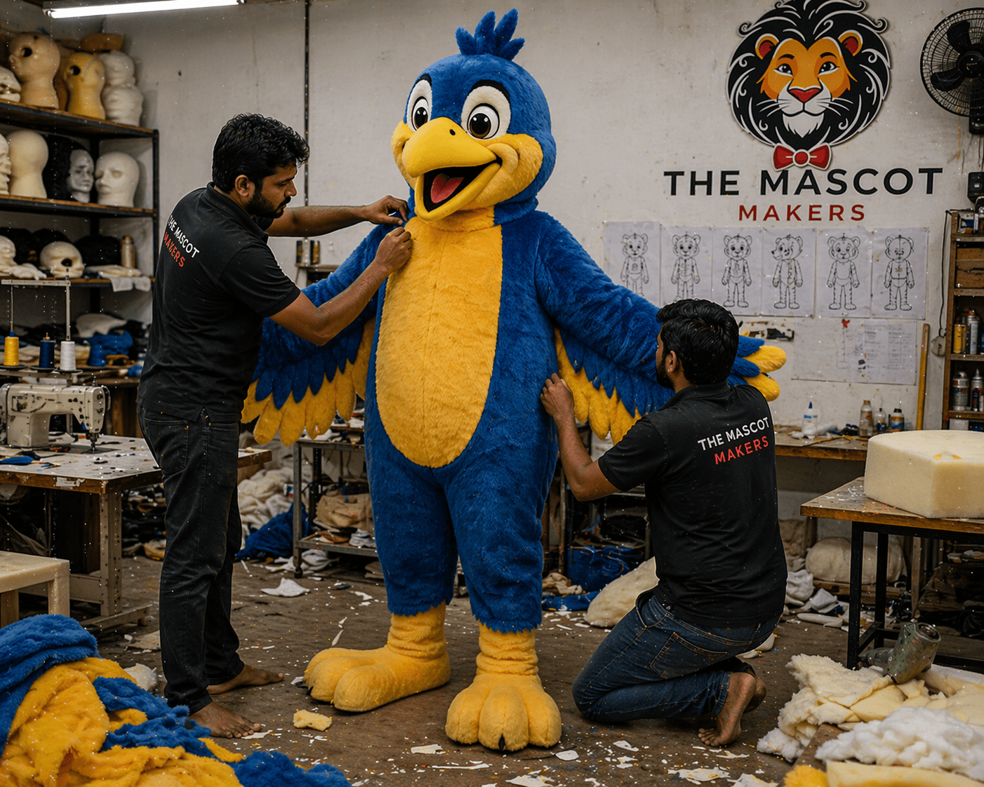 Bird mascot costume created in the workshop