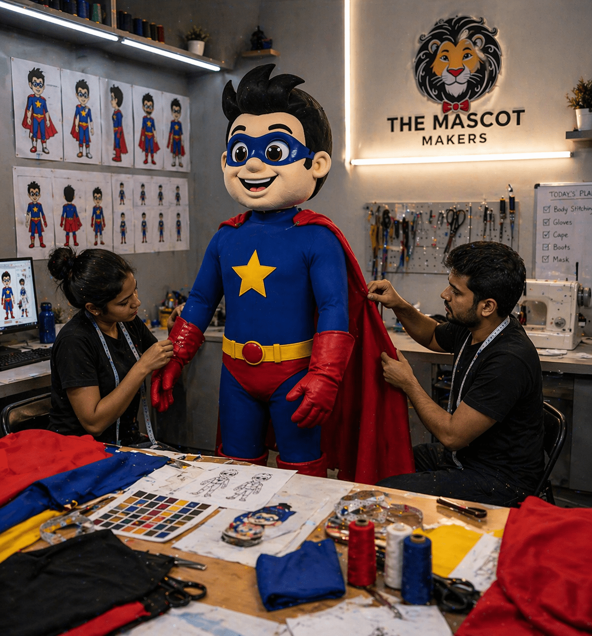Superhero mascot costume made in factory